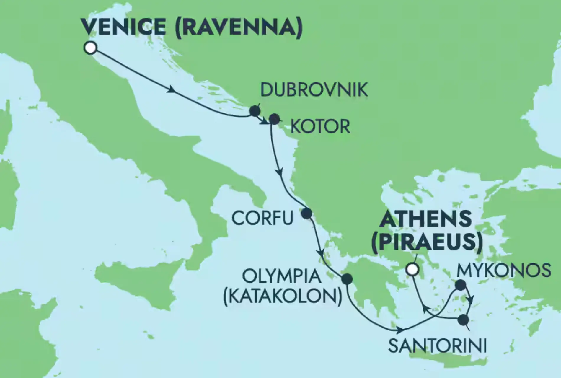 itinerario crociera norwegian cruise line ravenna athene